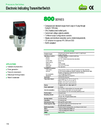 Thumbnail of document Data Sheet - 800 Series Electronic Indicating Press. Trans./Switch